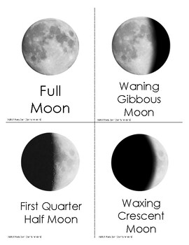 Moon Phases Card Set by DyerTyme | Teachers Pay Teachers