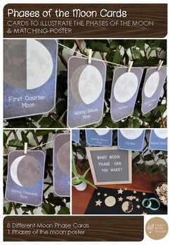 Preview of Moon Phases Cards and Poster