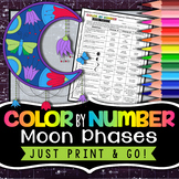 Moon Phases Color by Number - Science Color By Number Worksheet