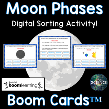 Preview of Moon Phases - Digital Boom Cards™ Sort
