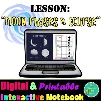 Preview of Moon Phases Digital Lesson | Earth Moon and Sun Space Notebook