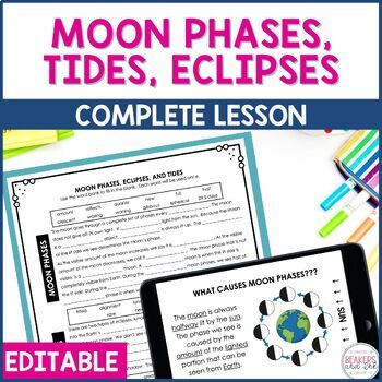Preview of Moon Phases Eclipses and Tides Complete Lesson Moon Phase Worksheets