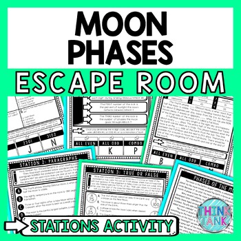 Preview of Moon Phases Escape Room Stations - Reading Comprehension Activity