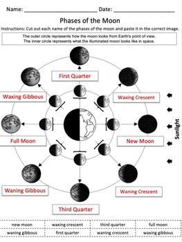 Moon Phases Exercise ENGLISH | Digital & Printable Activity | TpT