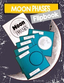 Preview of Moon Phases Interactive Activity Flip Book {Lunar Cycle Phases}Distance Learning