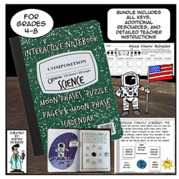Preview of Moon Phases Lunar Cycle foldable Interactive Ntbk 5th 6th 7th 8th TX TEKS 8.7B