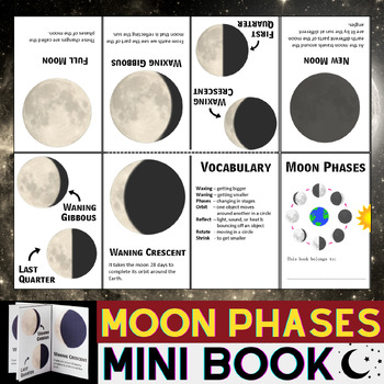 Preview of Moon Phases MiniBook | Reading Comprehension Worksheets | Phases of the Moon