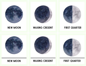 Moon phase flash cards