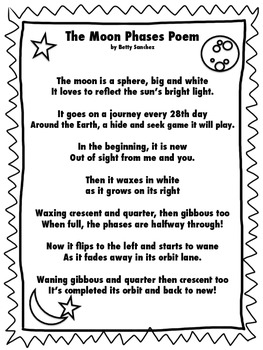 Preview of Moon Phases Poem FREE Easy to Read Font