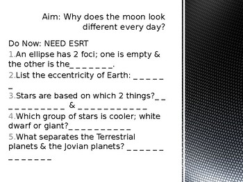 Preview of Moon Phases Power Point Presentation w/KEY