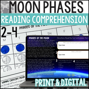 Preview of Moon Phases Reading Comprehension Passages | Background Knowledge Activity