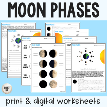 Preview of Moon Phases - Reading Comprehension Worksheets