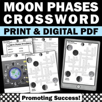 Preview of Phases of the Moon Activity Earth Science Crossword Puzzle Worksheet Astronomy