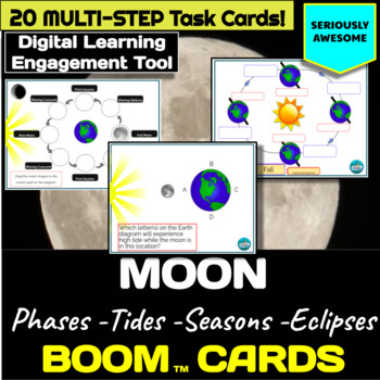 Preview of Moon Phases, Tides, Eclipses and Seasons Digital Task Cards - Boom Cards