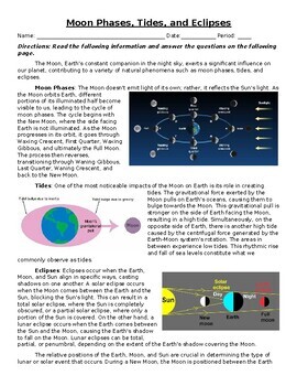 Preview of Moon Phases, Tides, and Eclipses: Informational Text, Images, and Assessment