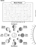 Moon Phases Activity/ Word Search Worksheet: Great For Tot