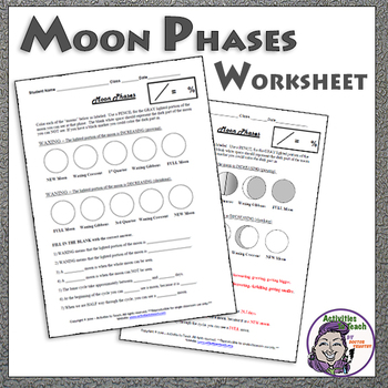 middle school earth science moon phases worksheet by activities to teach
