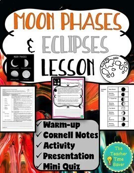 Preview of Moon Phases and Eclipses Notes Activity Lesson | Space Science Notebook