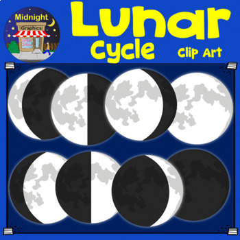 Moon Phases and Lunar Cycle Clip Art by Midnight Graphics | TPT