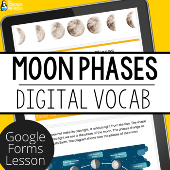 Preview of Moon Phases and Lunar Cycle Science Vocabulary Resource