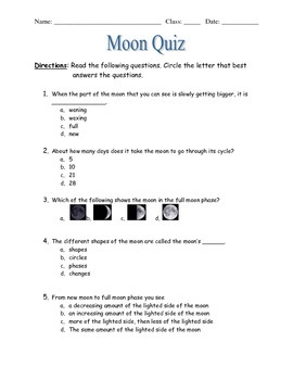 Preview of Moon Quiz