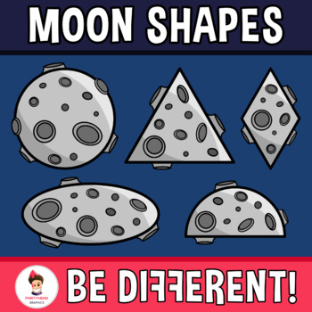 Preview of Moon Shapes Clipart Geometry Math 2D Outer Space 