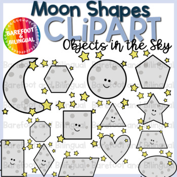 Preview of Moon Shapes Clipart - Objects in the Sky Clip Art - Science Clipart