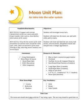 Preview of Moon Unit Plan: An introduction into the Solar System