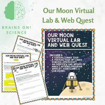 Preview of Moon Virtual Lab & Web Quest NASA Artemis Space Program Middle School Sub Plans