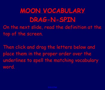 Preview of Moon Vocabulary Activity- NOTEBOOK- Drag & Spin