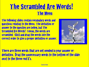 Preview of Moon Vocabulary Activity- NOTEBOOK- The Scrambled are Words!