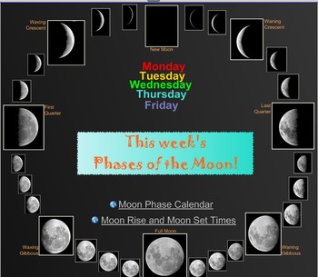 Preview of Moon phases for daily calendar time