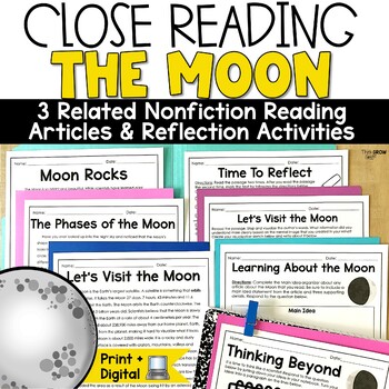 Moon's Phases Reading Comprehension Passages and Questions Close Reading