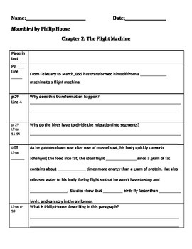 Preview of Moonbird Chapter 2 Close Reading Packet