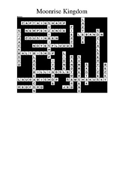 Moonrise Kingdom Crossword Puzzle by M Walsh TpT