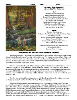 Preview of Moonrise Kingdom Film (2012) Study Guide Movie Packet