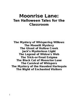 Preview of Moonrise Lane: Halloween Short Stories with Poems, and Coloring Pages.