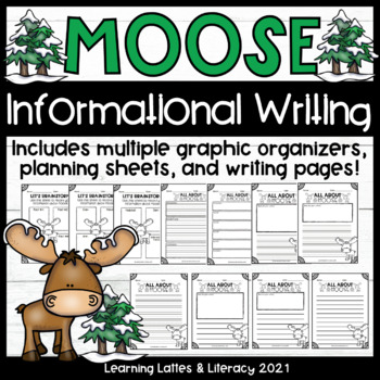 Preview of Moose Informational Writing Animal Research Activity Winter December January