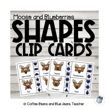 Preview of Moose and Blueberries Shape Match Clip Cards Activity