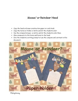 Preview of Moose or Reindeer Compare and Contrast Essay and Craftivity