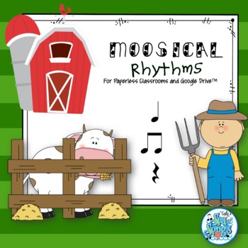 Preview of Moosical Rhythms-Read and Write Quarter Eighth Notes Rests Paperless Classrooms
