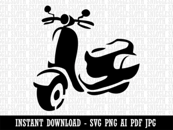 Moped Motor Scooter Motorcycle Vehicle Clipart Instant Digital Download AI