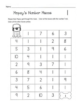 number mazes number recognition worksheets numbers 1 10 by kelly