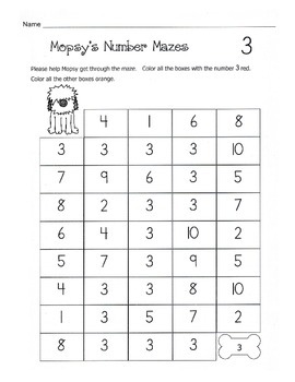 number mazes number recognition worksheets numbers 1 10 tpt