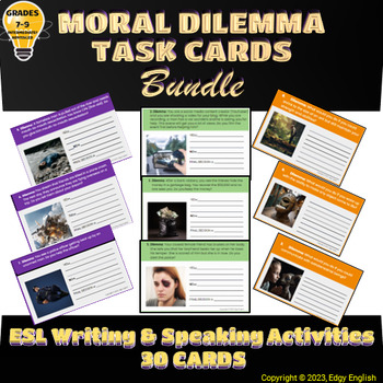 Preview of Moral Dilemmas: Task Cards & ESL Game Bundle - Speaking & Writing Activities