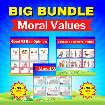 Preview of Moral Values BUNDLE. Printable&Digital Cards with Ethics & Values.Back to School