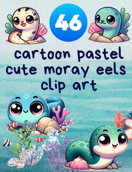Preview of Moray Mischief: Pastel Cartoon Eel Clip Art Collection