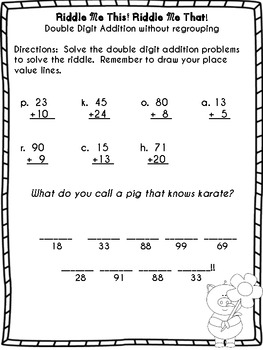 more double digit addition and subtraction riddles by