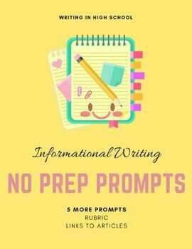 Preview of More Informational Writing Prompts, Article Links, Essay Prompt
