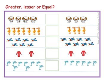 More, Less or Equal–Cut and paste the sign-Worksheets | TPT